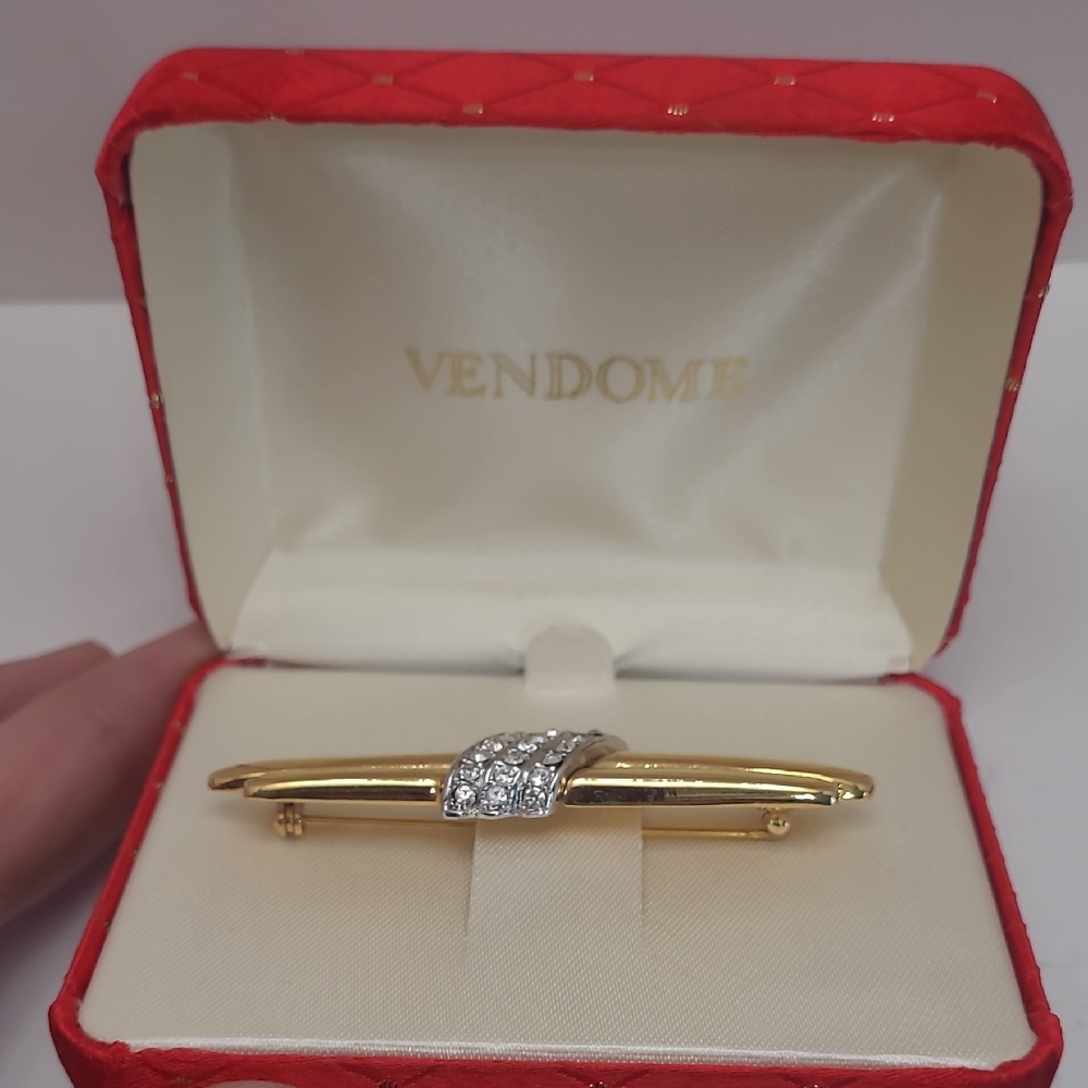 Vendome Gold and Silver Crystal Brooch